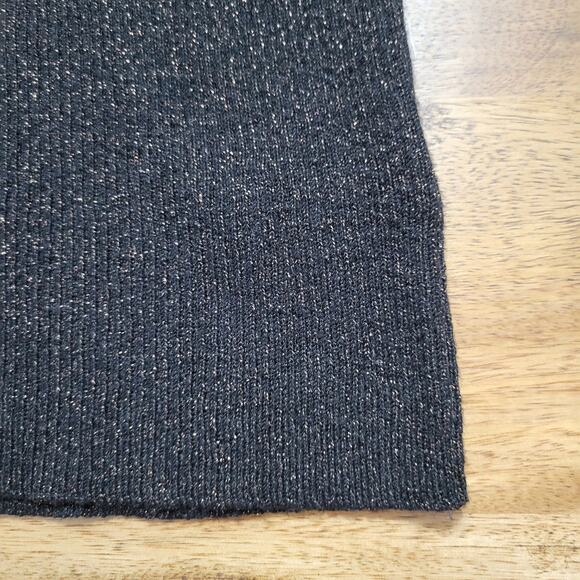 Express Turtleneck Sweater Womens Medium Black Metallic Ribbed Knit - Picture 4 of 7